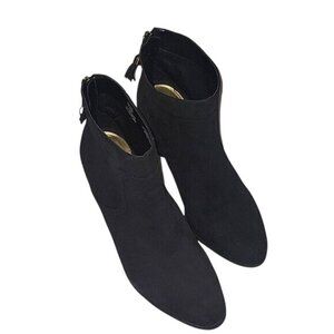 AKNICCIE‎ Black Heeled Ankle Boots Back Tassel Detail  10W Leather bohemian chic